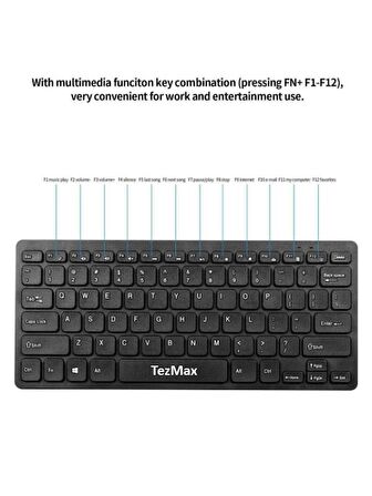 Wenn Tab Ultra 10.4" Uyumlu Wireless 2.4 GHz Kablosuz Klavye Mause Seti