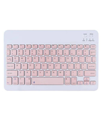 Hometech Alfa 8 MRC 8" Uyumlu Kablosuz Bluetooth Şarj Edilebilir Mini Q Klavye Mouse Seti - Pembe