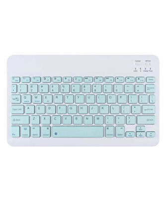 Hometech Alfa 8 MRC 8" Uyumlu Kablosuz Bluetooth Şarj Edilebilir Mini Q Klavye Mouse Seti - Mavi