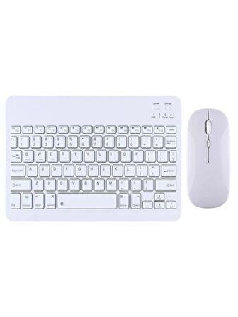 Samsung Galaxy Tab S8 Ultra X810 14.6" Uyumlu Kablosuz Bluetooth Şarjlı Mini Q Klavye Mouse - Beyaz