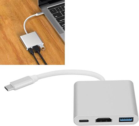 3 In 1 Type-c To Hdmı Usb 3.0 Çevirici Dönüştürücü Adaptör 4k