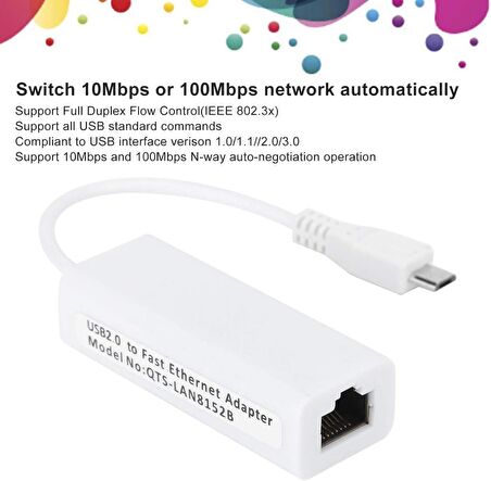 Micro Usb To Ethernet Çevirici Dönüştürücü Adaptör