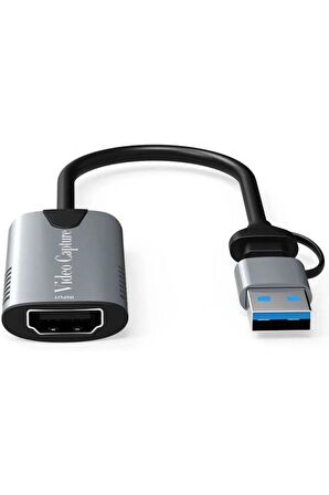 Type-c To Usb 2 in1 Video Capture Yakalama Kartı HDMI to Type-C PC Bilgisayar Video Adaptör Çevirici