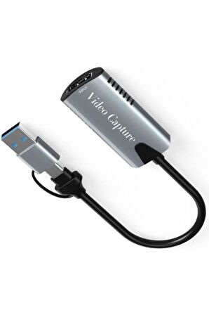 Type-c To Usb 2 in1 Video Capture Yakalama Kartı HDMI to Type-C PC Bilgisayar Video Adaptör Çevirici