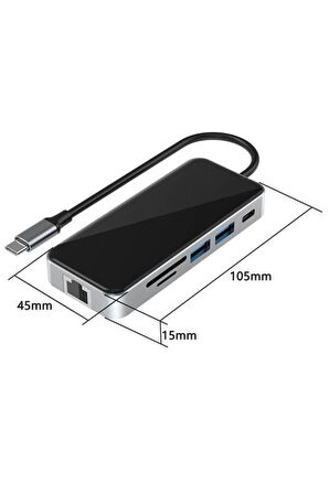 10 In 1 Usb Hub Hdmı Rj45 Ethernet Usb Çoğaltıcılı Type-c Adaptör Çevirici Dönüştürücü