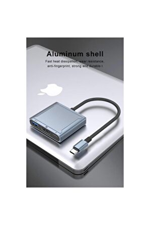 Apple MacBook Android Uyumlu 3 in1 Display Port HUB Adaptör 8K 60hz Type-C USB PD 100W Çevirici