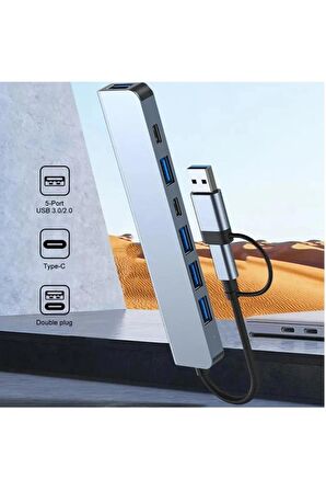 7 In 1 Usb/type-c To Usb A+usb C-usb 2.0/3.0 Çevirici Adaptör Çok Portlu Çoklayıcı Usb Hub