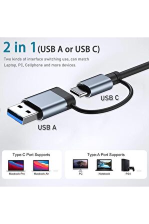 Multi Port Type-c Ve Usb Girişli 7 Port Usb Hub Otg Çoğaltıcı Tablet Telefon Bilgisayarlar Çoklayıcı