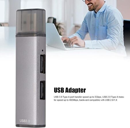 Usb 3.0 3 Port Mini Usb Çoklayıcı Hub 8 Cm Gri Dağıtıcı Adaptör