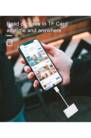 iPhone iPad Uyumlu Lightning To SD Card USB TF Kart Okuyucu Kamera Reader Çevirici 4 in1 Dönüştürücü