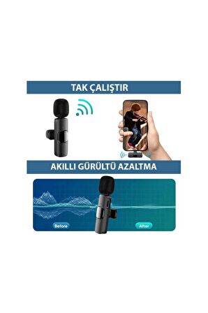 Lightning Wireless Ciftli Kablosuz Bluetooth Mini Youtuber Tiktok Skype Yaka Mikrofonu iPhone iPad