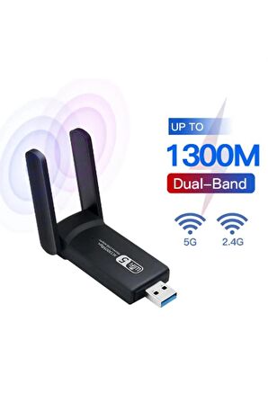 1300 Mbps Dual Band Usb 3.0 Adaptör Kablosuz Wifi Alıcı 2.4ghz 5ghz New Free Windows 7/8/10/11