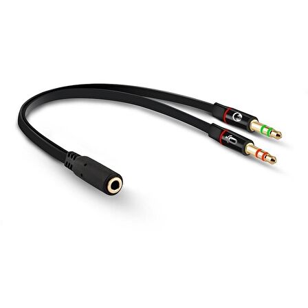 Kulaklık Mikrofon Ayırıcı Splitter Kablo 2 x 3.5 MM Headphone Birleştirici Stereo Kablo