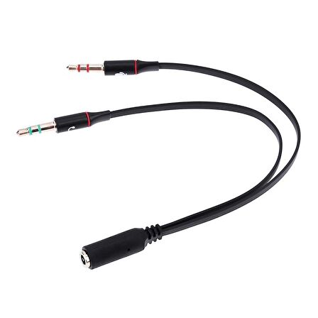 Kulaklık Mikrofon Ayırıcı Splitter Kablo 2 x 3.5 MM Headphone Birleştirici Stereo Kablo