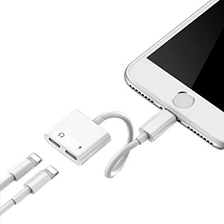 iPhone iPad Lightning Kulaklık ve Şarj Çevirici Adaptör Dönüştürücü Çoğaltıcı Aparat
