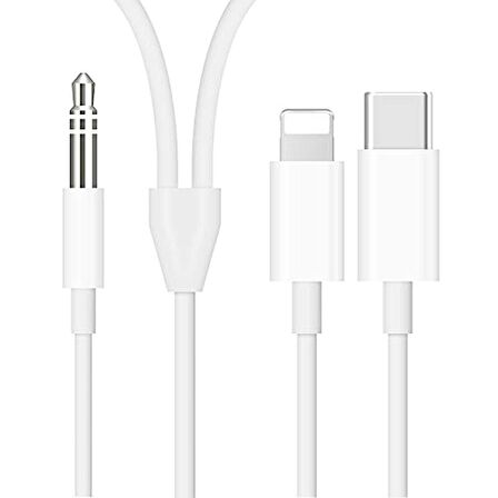3.5 Mm Aux Dönüştürücü Kablo Type-C Lightning For iPhone iPad 2 in 1 Çevirici
