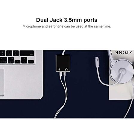 2 in1 Usb Den Mikrofon Ve Kulaklık 3.5 mm Jack Aux Çevirici 7.1 Kanal Dönüştürücü Aparat