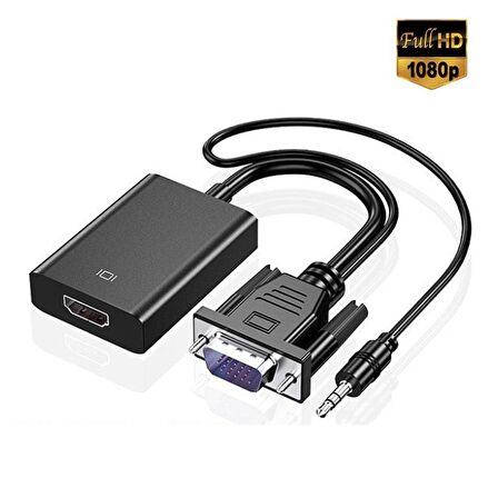 1080P Full HD Vga To Hdmı Çevirici Görüntü Ve Ses Aktarıcı Kablo + Audio Ses Çevirici Adaptör