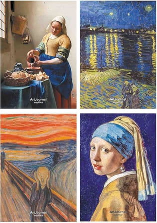 Art Journal 4’lü KARELİ Tel Dikişli Defter Seti – Renkli Karton Kapak, Hafif Holmen Kağıt, A5 – Toplam 384 Sayfa