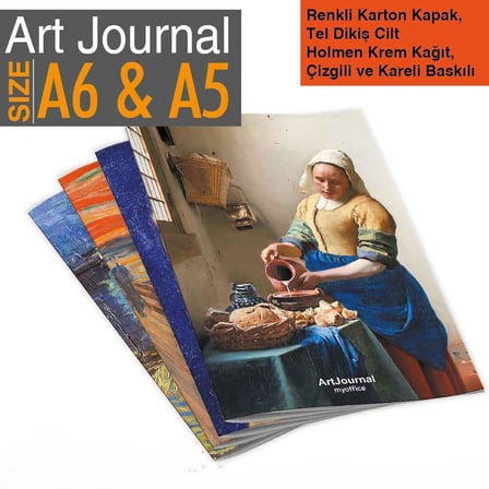 Art Journal 4’lü KARELİ Tel Dikişli Defter Seti – Renkli Karton Kapak, Hafif Holmen Kağıt, A5 – Toplam 384 Sayfa