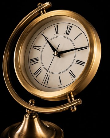 Gold Metal Masa Saati Sessiz Mekanizma Roma Rakamlı Vintage Dekoratif Masaüstü Saat 30x25 cm Gold