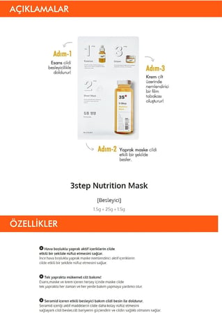 Missha 3 Aşamalı Yoğun Besleyici Maske 3 Step Nutrition Mask, 111470