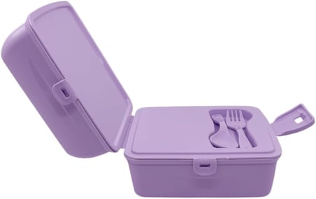 Kuromi Temalı Lisanslı 4 Bölmeli Plastik Çocuk Beslenme Kutusu - Yemek Saklama Kabı Kaşık ve Çatallı (Lila-2)