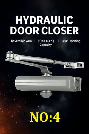Kapı Hidroliği, İki Kademeli Hız Ayarı, Tersine Çevrilebilir, Sol ve Sağ Kullanım, Ayarlanabilir Kollar, Ahşap Ve Metal Kapılar, 180° Açılabilir, 60-80 Kg Kapasite, 1100x2100 mm Uyumlu (No:4)