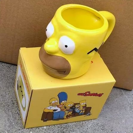 The Simpsons 3D Seramik Kupa Bardak, Sarı, Karakter Tasarımlı, Geniş Kulplu