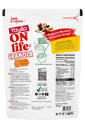 Yayla On Life Granola Kuruyemişli & Kuru Üzümlü 200 Gr – Sağlıklı Kahvaltılık Granola