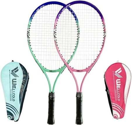 Komple Çantalı Kort Çocuk Tenis Raketi Set PEMBE Grip L1, WRKN623