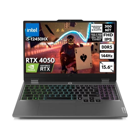 Lenovo Loq I5-12450HX 24-Gbddr5 2 Tbssd RTX4050 (6gb) 105W 15.6" Fhd 144Hz Freedos Oyuncu Bilgisayarı 83GS009ATRHMF12