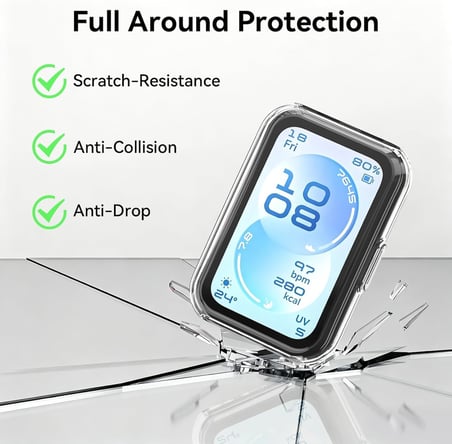Rongep [Soft-Case] Huawei Band 11 ile Uyumlu 360° Kasa Koruyucu Yumuşak TPU Kılıf Dokunmayı ve Netliği Etkilemeyen Band11 Ekran Koruma Çizilmeye Karşı Huawei Band 11 Ekran Koruyuculu Kılıf (Şeffaf)