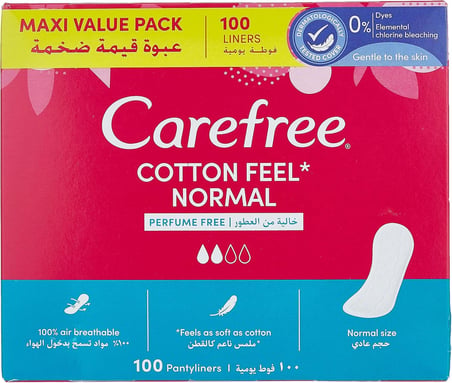 Carefree Normal Cotton Parfümsüz 100'lü Günlük Ped