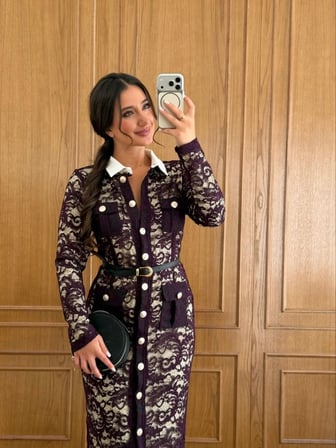 Dantel Gömlek Elbise - Kemerli Viral Model