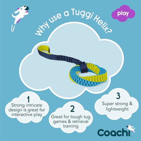 Company of Animals Tuggi Helix - Tug of War &amp; Play için İnteraktif Köpek Oyuncağı. Güçlü ve Hafif, Esnek Bungee Sapı, Ödül Eğitimi, Kesilen Isırma ve Çiğneme