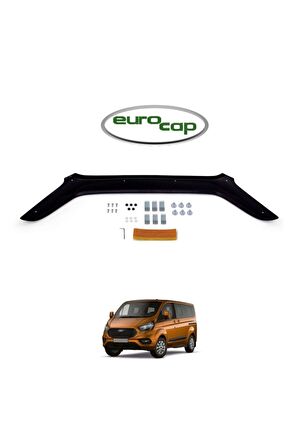 Ford Tourneo Custom Ön Kaput Koruma Rüzgarlığı 3mm Akrilik (ABS) Parlak Siyah Deflektör 18->