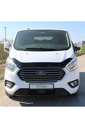 Ford Tourneo Custom Ön Kaput Koruma Rüzgarlığı 3mm Akrilik (ABS) Parlak Siyah Deflektör 18->