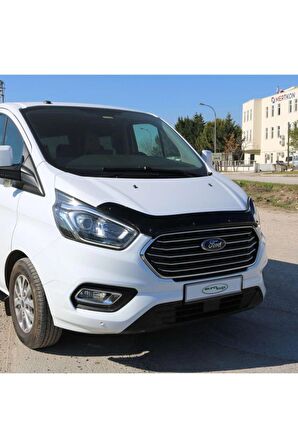 Ford Tourneo Custom Ön Kaput Koruma Rüzgarlığı 3mm Akrilik (ABS) Parlak Siyah Deflektör 18->