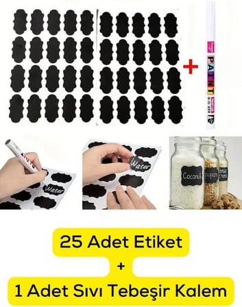 25 Adet Kavanoz Baharat Kalemli Sticker Etiketi MIT1102