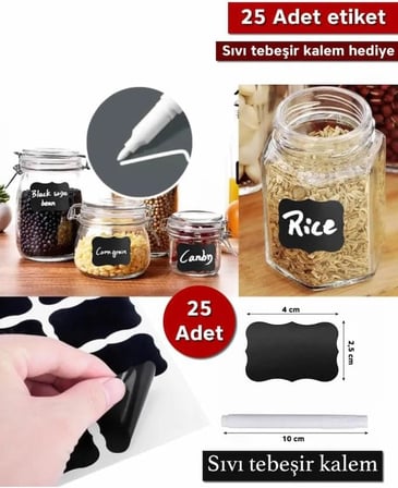 25 Adet Kavanoz Baharat Kalemli Sticker Etiketi MIT1102