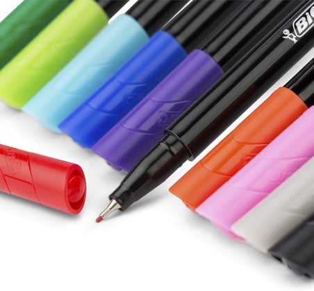 BIC Intensity Fine Liner İnce Uçlu Mavi Keçeli Kalem 12'li Kutu, 0.4 mm İnce Kalınlıkta Uç, Su Bazlı Mürekkep