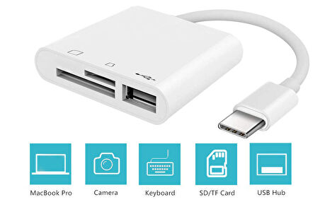 Anunnaki USB Type-C 3in1 Micro SD TF Hafıza Kartı Okuyucu 3 in 1 USB C USB Kamera Macbook Matebook