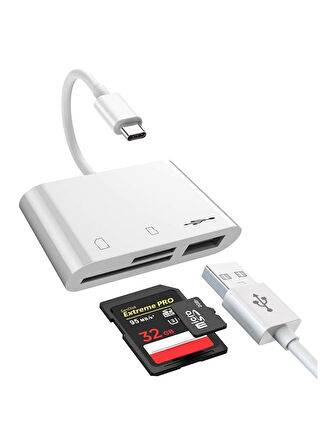 Anunnaki USB Type-C 3in1 Micro SD TF Hafıza Kartı Okuyucu 3 in 1 USB C USB Kamera Macbook Matebook