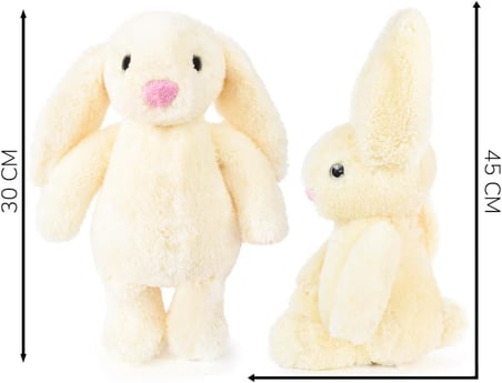 Peluş Tavşan Uyku Arkadaşı 45 cm, Uzun Kulaklı Yumuşak Bunny Plush, Çocuk ve Bebekler İçin Sarılmalık Tavşan Oyuncak