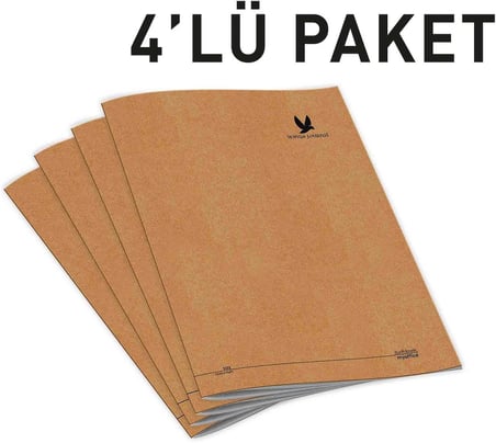 Etika Wings Journal 4'lü Çizgili A5 Defter Seti - Kraft Kapak