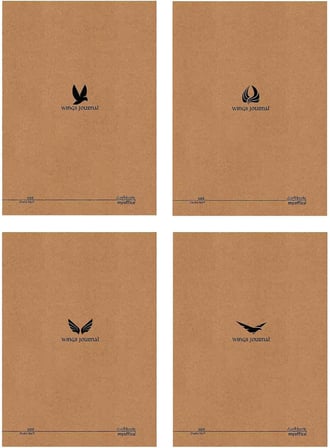 Etika Wings Journal 4'lü Çizgili A5 Defter Seti - Kraft Kapak