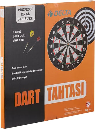 Delta Flocked Dart Seti 45 Cm (18 İnç) Büyük Boy + 6 Dart Oku (18 Gr) Hedef Tahtası