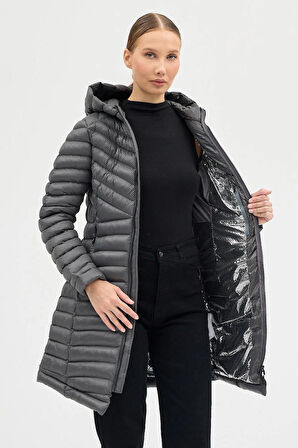 COLUMBİA OMNI HEAT GRİ TERMAL DAR KESİM KADIN KABAN