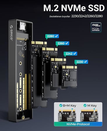 USB3.1 Gen2 10Gbps M.2 NVMe SSD Disk Kutusu Alüminyum